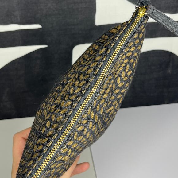 iNouiToosh Makeup Pouch Purse Metallic Leaves Gold Blue Fringe - Picture 3 of 8